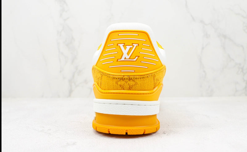 Tênis Louis Vuitton Trainer Yellow Monogram Denim White