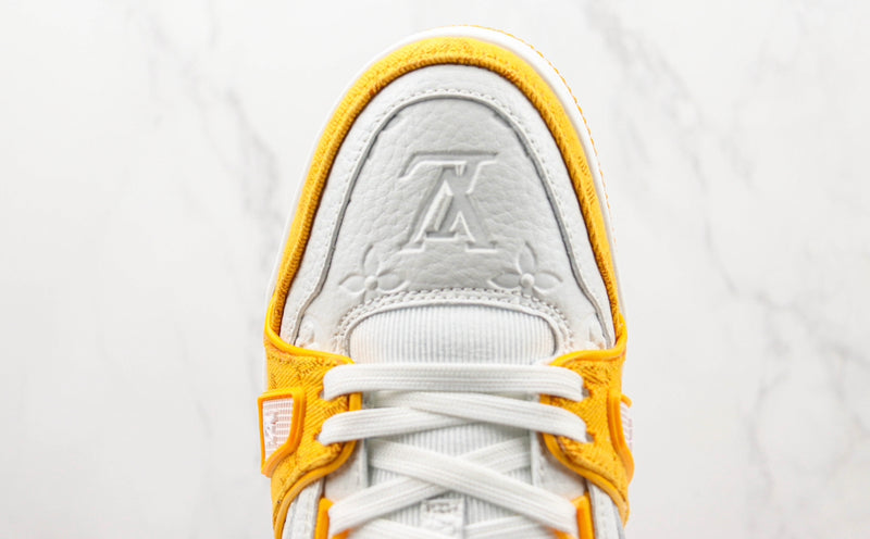 Tênis Louis Vuitton Trainer Yellow Monogram Denim White