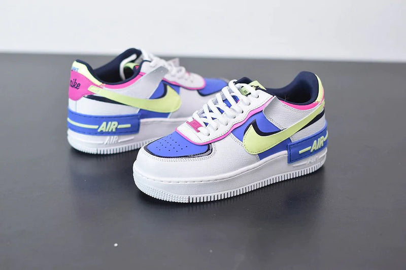 Tênis Nike Air Force 1 Shadow White Sapphire Barely Volt